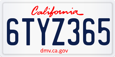 CA license plate 6TYZ365
