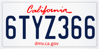 CA license plate 6TYZ366
