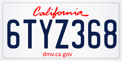 CA license plate 6TYZ368