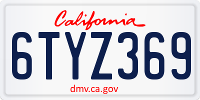 CA license plate 6TYZ369
