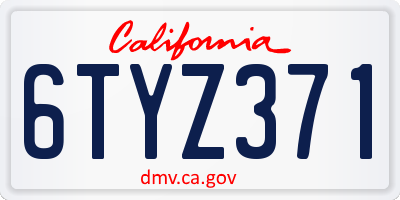 CA license plate 6TYZ371