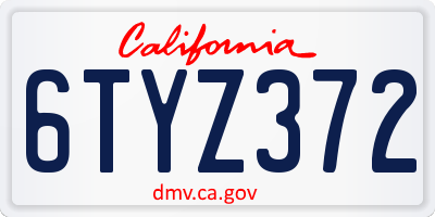CA license plate 6TYZ372