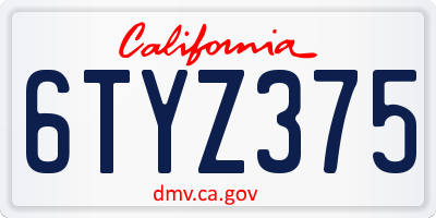 CA license plate 6TYZ375