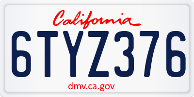 CA license plate 6TYZ376