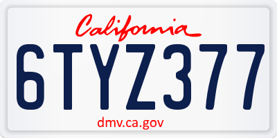 CA license plate 6TYZ377