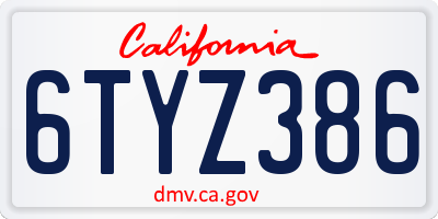 CA license plate 6TYZ386