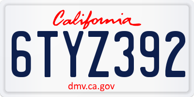 CA license plate 6TYZ392