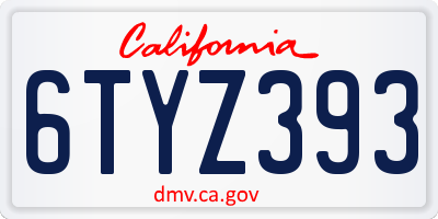 CA license plate 6TYZ393