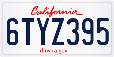CA license plate 6TYZ395