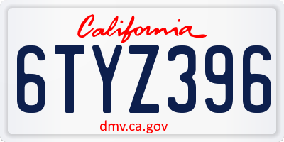 CA license plate 6TYZ396