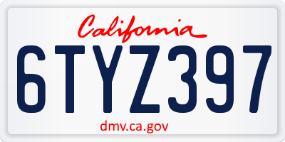 CA license plate 6TYZ397