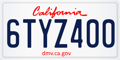 CA license plate 6TYZ400