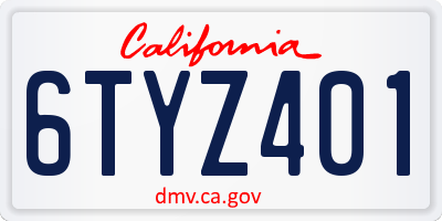 CA license plate 6TYZ401