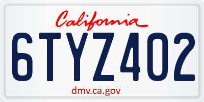 CA license plate 6TYZ402