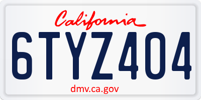 CA license plate 6TYZ404