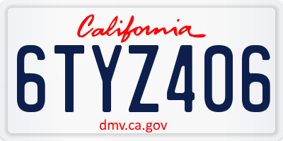 CA license plate 6TYZ406