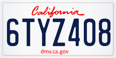 CA license plate 6TYZ408