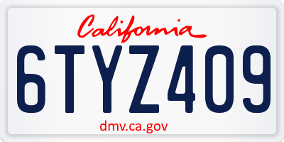 CA license plate 6TYZ409