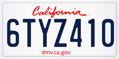 CA license plate 6TYZ410