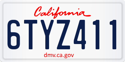 CA license plate 6TYZ411
