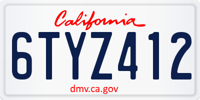CA license plate 6TYZ412