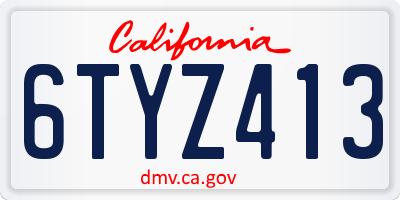 CA license plate 6TYZ413
