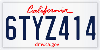 CA license plate 6TYZ414
