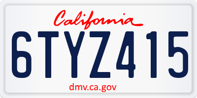 CA license plate 6TYZ415