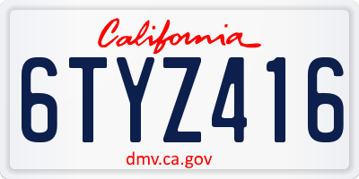 CA license plate 6TYZ416
