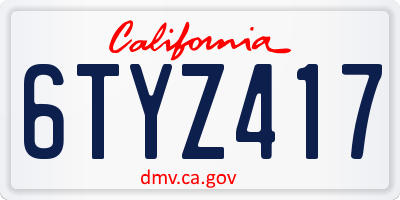 CA license plate 6TYZ417