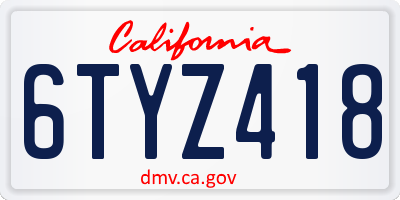 CA license plate 6TYZ418