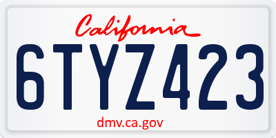 CA license plate 6TYZ423