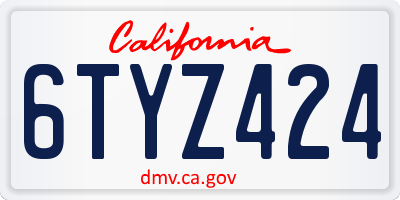CA license plate 6TYZ424