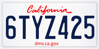 CA license plate 6TYZ425