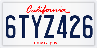 CA license plate 6TYZ426