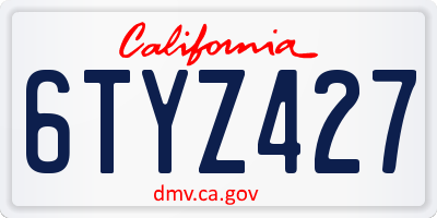 CA license plate 6TYZ427