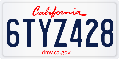 CA license plate 6TYZ428
