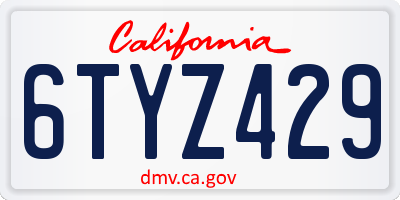 CA license plate 6TYZ429