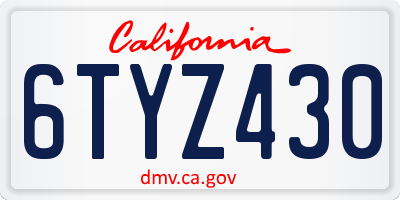 CA license plate 6TYZ430
