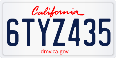 CA license plate 6TYZ435
