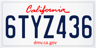CA license plate 6TYZ436