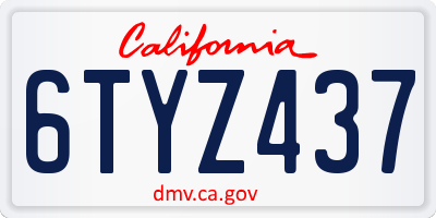 CA license plate 6TYZ437