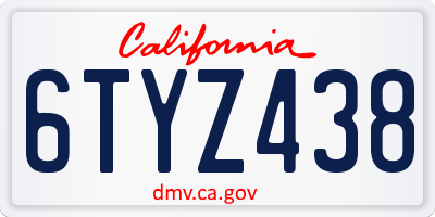 CA license plate 6TYZ438