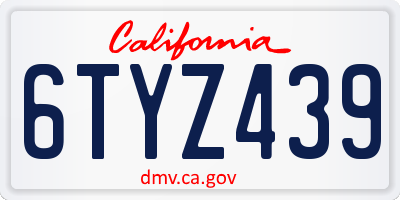 CA license plate 6TYZ439