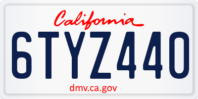 CA license plate 6TYZ440
