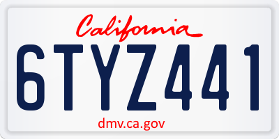 CA license plate 6TYZ441