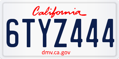 CA license plate 6TYZ444