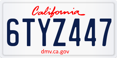 CA license plate 6TYZ447