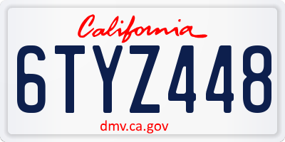 CA license plate 6TYZ448
