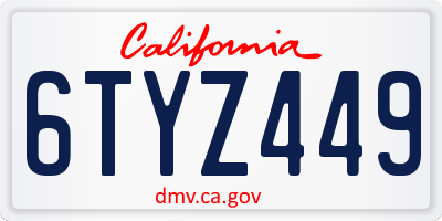 CA license plate 6TYZ449